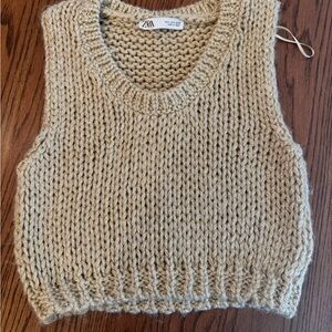 Sparkly Zara Women's Tan Sweater Vest